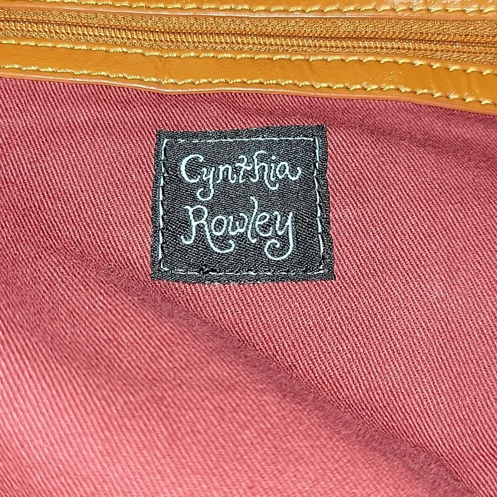 Large Cynthia Rowley Red/Tan Pleated Leather Tote Bag